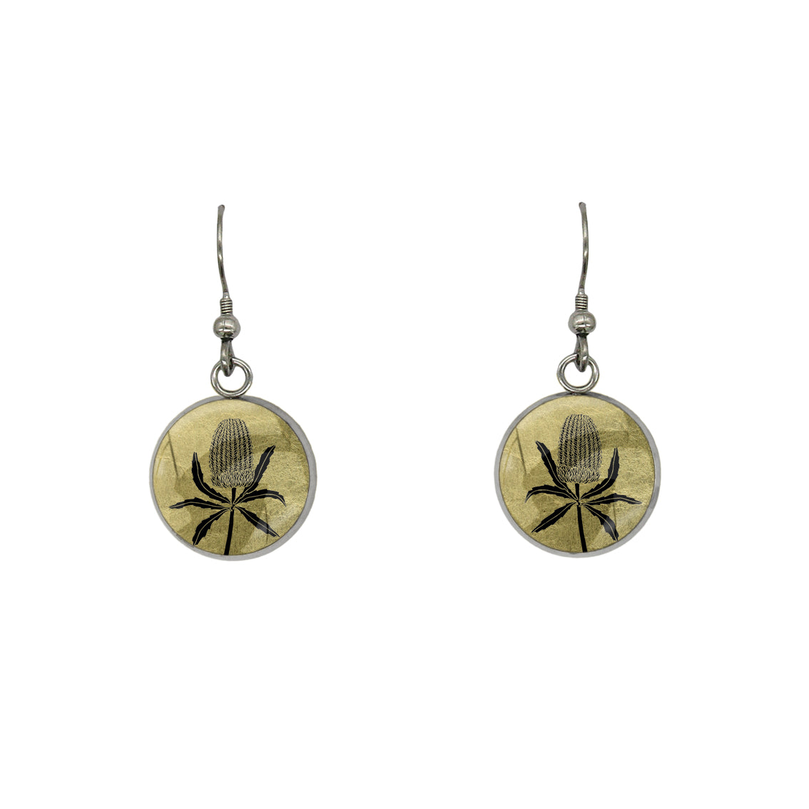 AUSTRALIAN NATIVE FLORA - BANKSIA CIRCLE EARRINGS - D836S - on Satchel