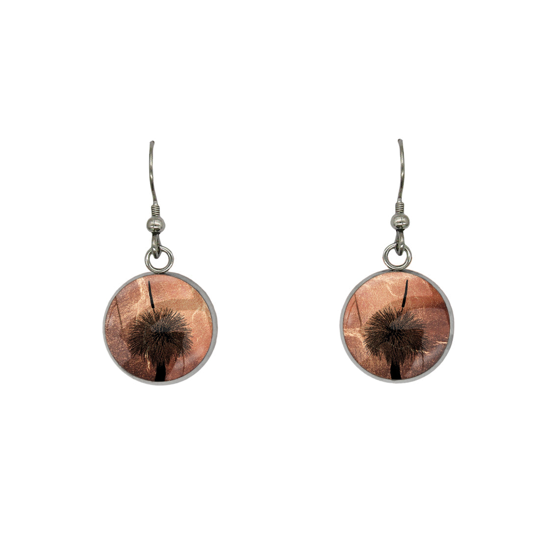 AUSTRALIAN NATIVE FLORA - GRASS TREE CIRCLE EARRINGS - D852S - on Satchel