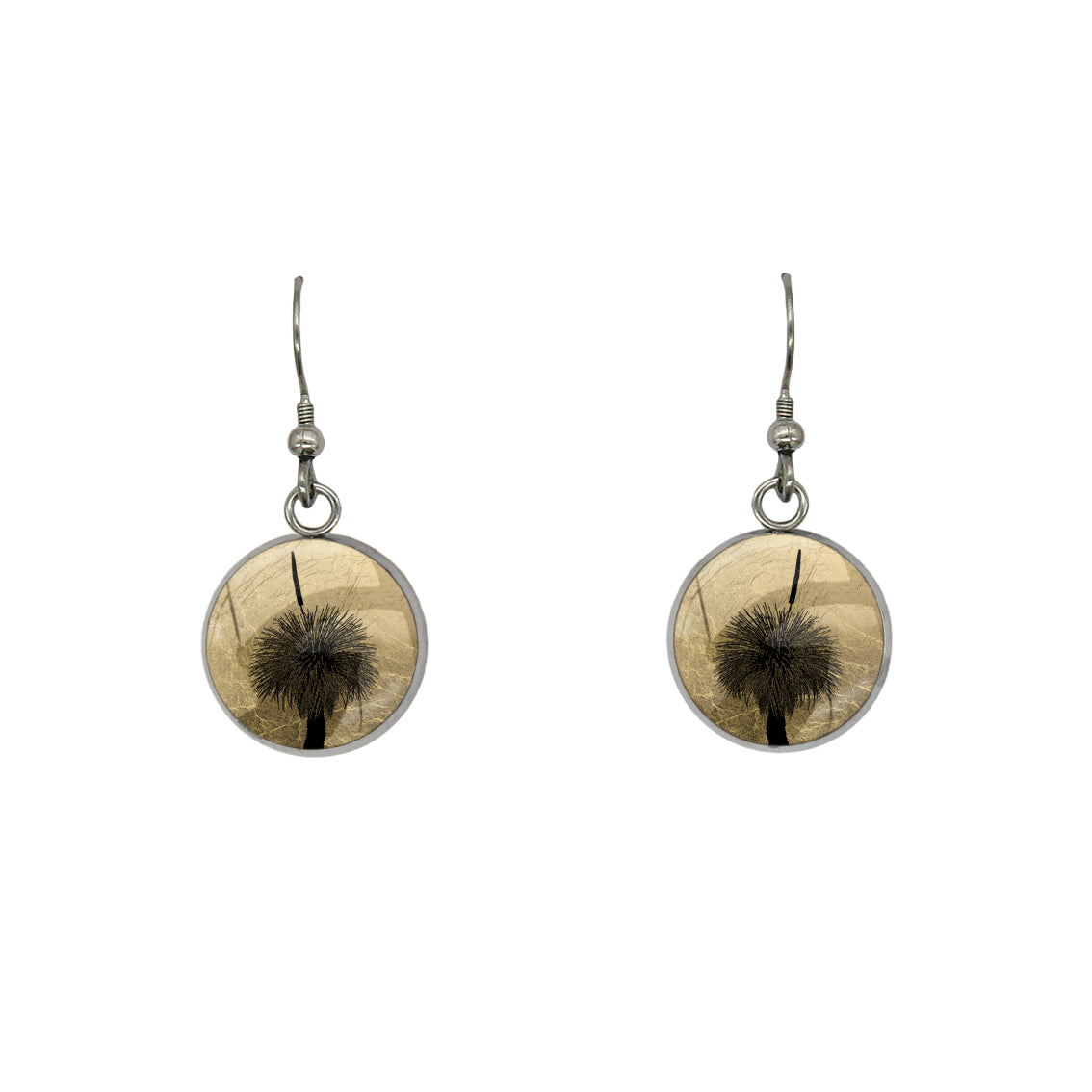 AUSTRALIAN NATIVE FLORA - GRASS TREE CIRCLE EARRINGS - D852S - on Satchel