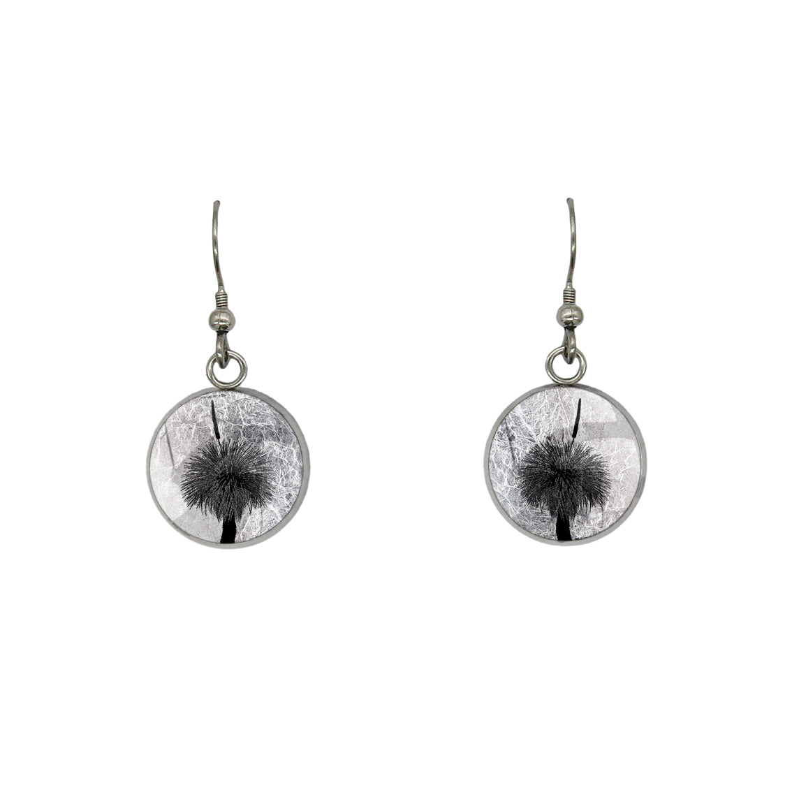 AUSTRALIAN NATIVE FLORA - GRASS TREE CIRCLE EARRINGS - D852S - on Satchel