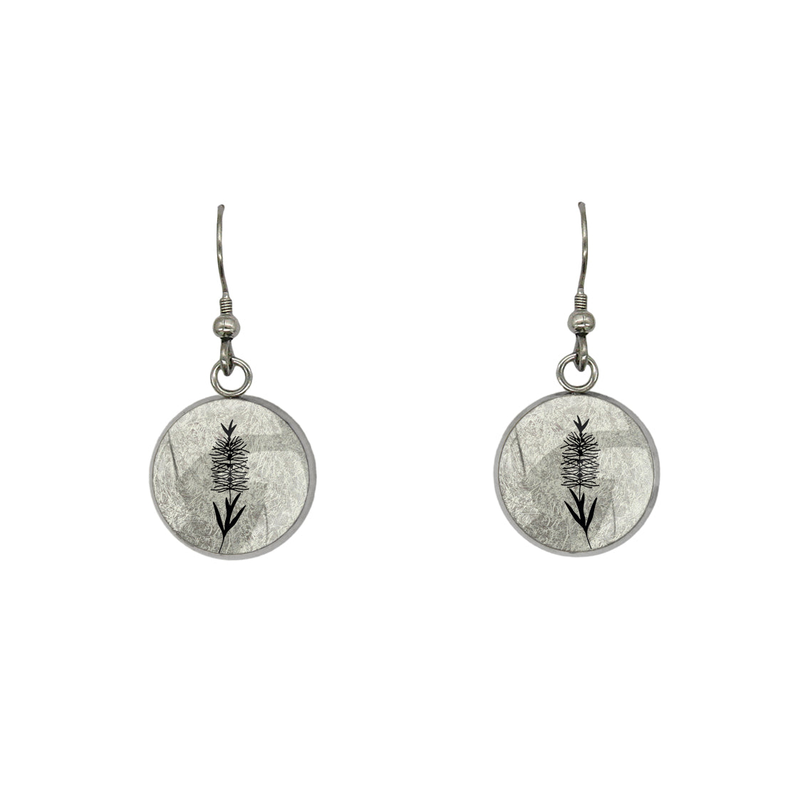 AUSTRALIAN NATIVE FLORA - BOTTLEBRUSH CIRCLE EARRINGS - D856S - on Satchel