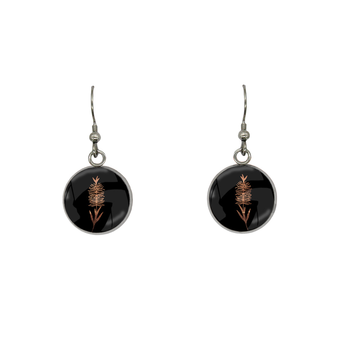 AUSTRALIAN NATIVE FLORA - BOTTLEBRUSH CIRCLE EARRINGS - D856S - on Satchel