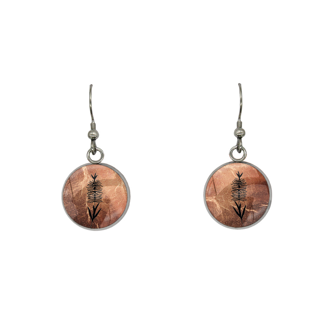 AUSTRALIAN NATIVE FLORA - BOTTLEBRUSH CIRCLE EARRINGS - D856S - on Satchel
