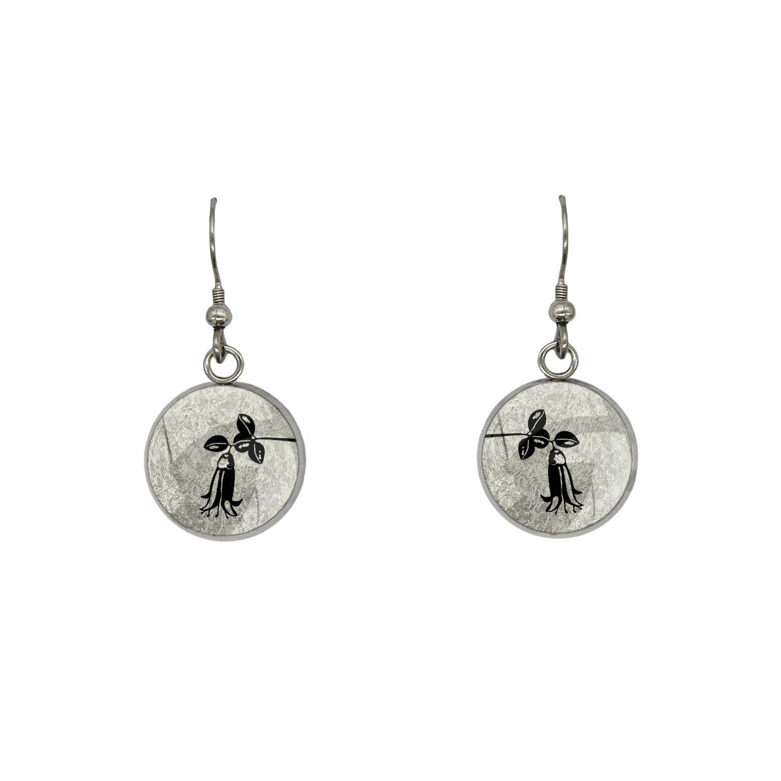 AUSTRALIAN NATIVE FLORA - CANBERRA BELLS TELOPEA CIRCLE EARRINGS - D860S - on Satchel