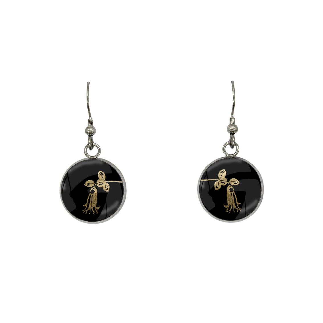 AUSTRALIAN NATIVE FLORA - CANBERRA BELLS TELOPEA CIRCLE EARRINGS - D860S - on Satchel