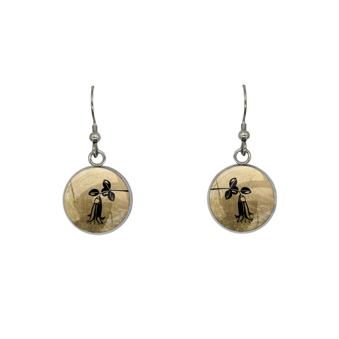 AUSTRALIAN NATIVE FLORA - CANBERRA BELLS TELOPEA CIRCLE EARRINGS - D860S - on Satchel