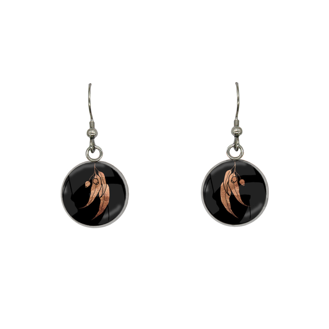 AUSTRALIAN NATIVE FLORA - EUCALYPTUS GUMNUT CIRCLE EARRINGS - D864S - on Satchel