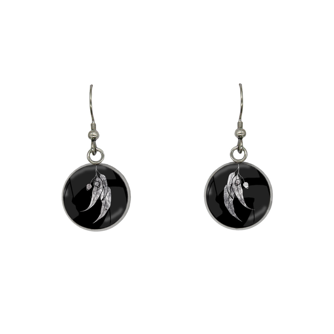 AUSTRALIAN NATIVE FLORA - EUCALYPTUS GUMNUT CIRCLE EARRINGS - D864S - on Satchel