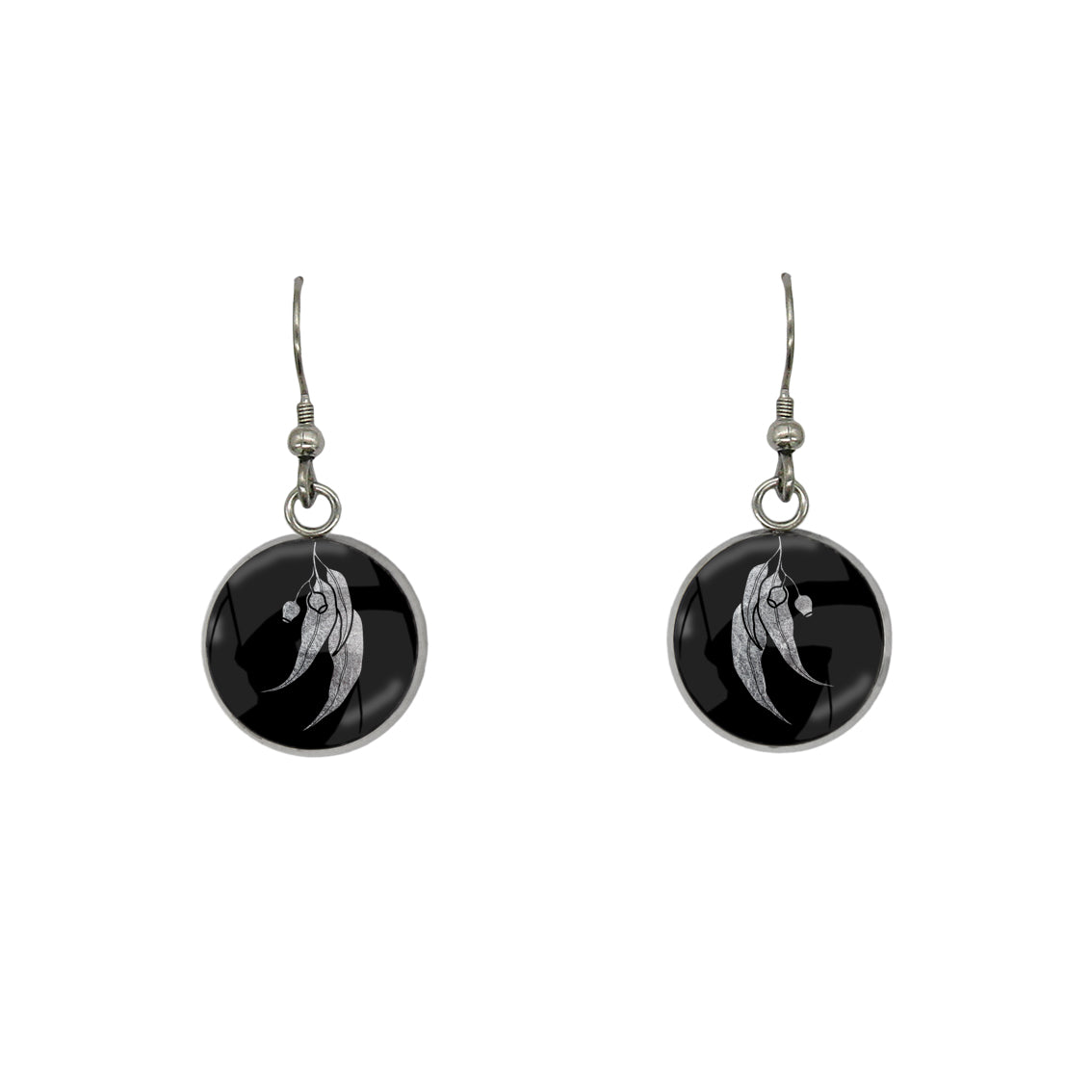 AUSTRALIAN NATIVE FLORA - EUCALYPTUS GUMNUT CIRCLE EARRINGS - D864S - on Satchel