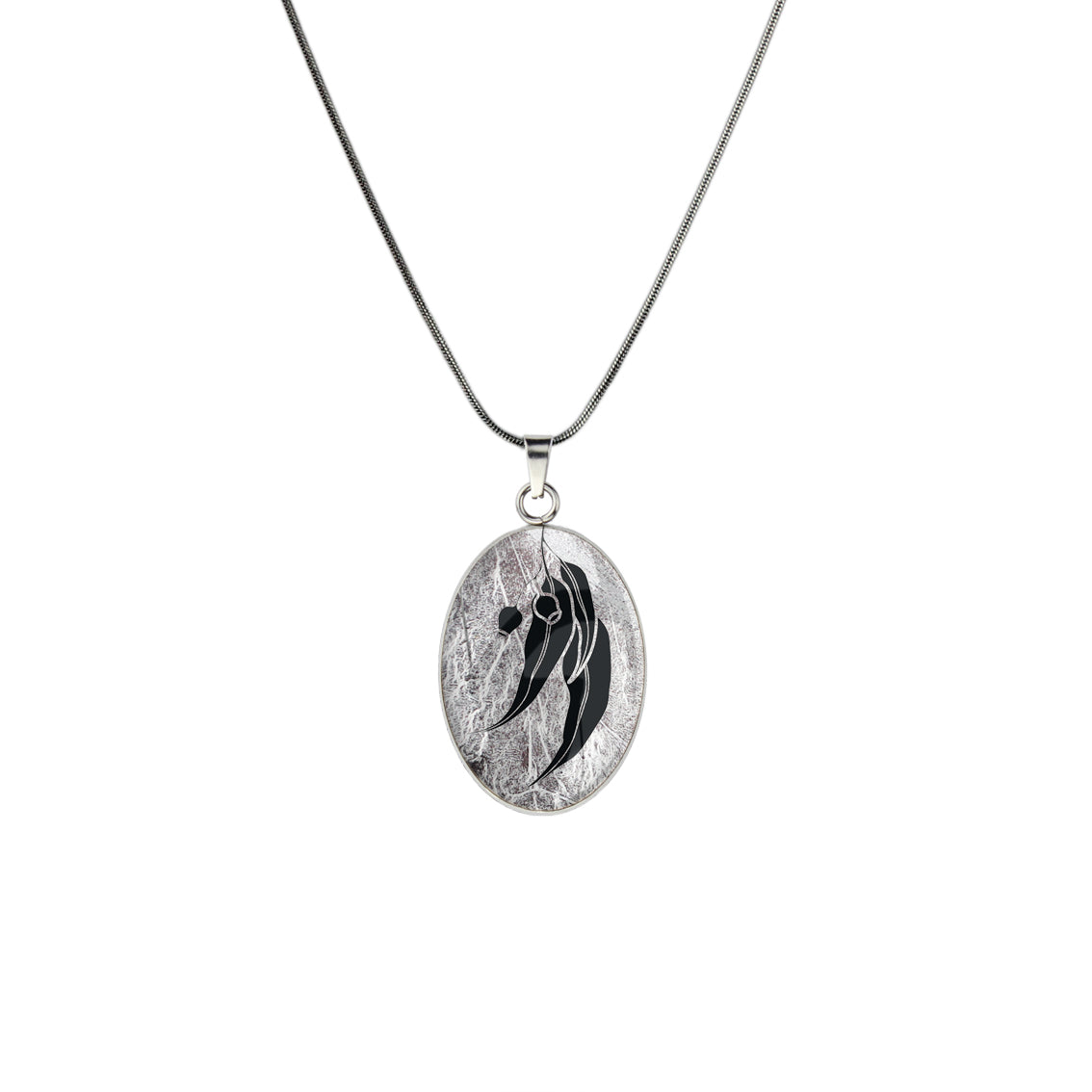 AUSTRALIAN NATIVE FLORA - EUCALYPTUS GUMNUT OVAL CIRCLE PENDANT ON A CHAIN NECKLACE - D866S - on Satchel