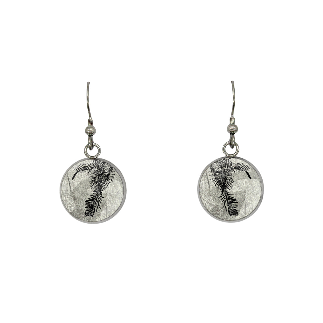 AUSTRALIAN NATIVE FLORA - WOLLEMI PINE CIRCLE EARRINGS - D936S - on Satchel