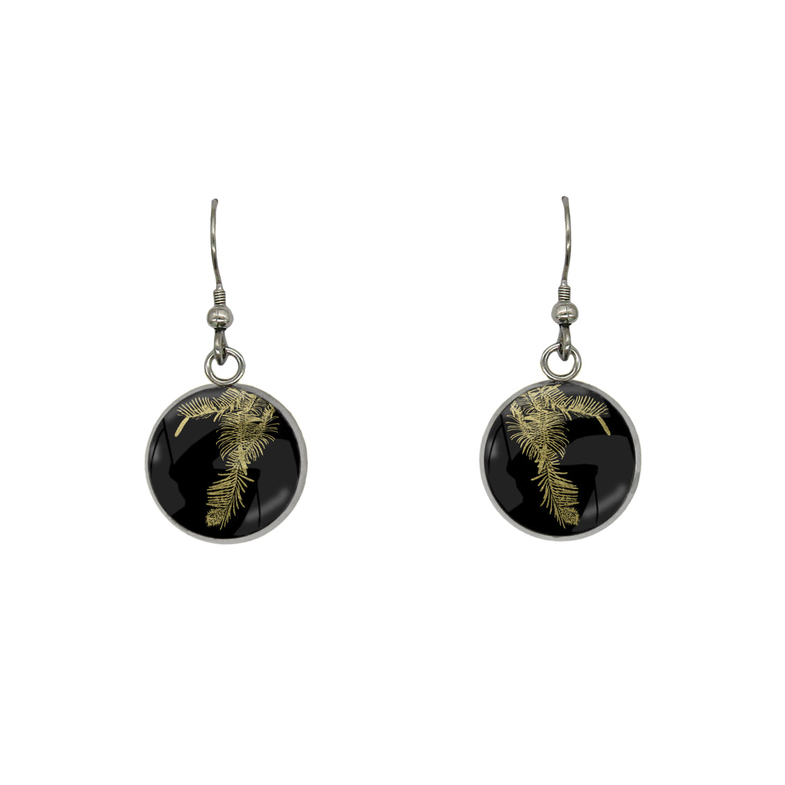 AUSTRALIAN NATIVE FLORA - WOLLEMI PINE CIRCLE EARRINGS - D936S - on Satchel
