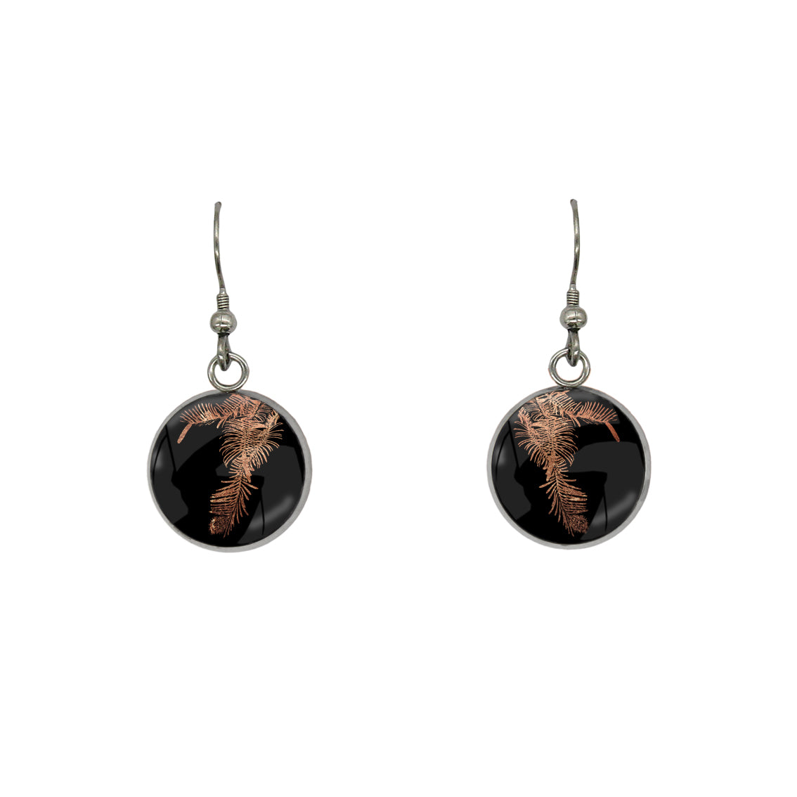 AUSTRALIAN NATIVE FLORA - WOLLEMI PINE CIRCLE EARRINGS - D936S - on Satchel