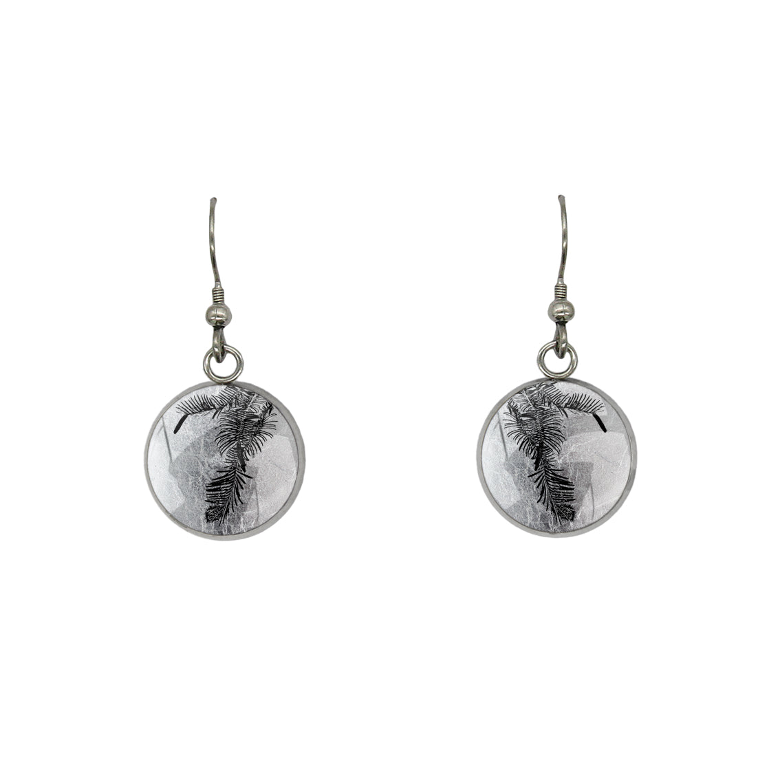 AUSTRALIAN NATIVE FLORA - WOLLEMI PINE CIRCLE EARRINGS - D936S - on Satchel