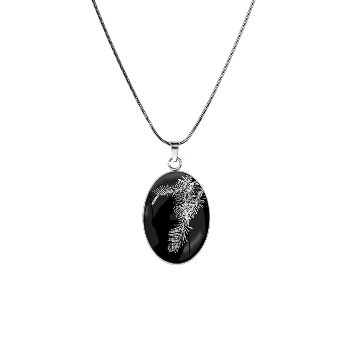 AUSTRALIAN NATIVE FLORA - WARATAH TELOPEA OVAL CIRCLE PENDANT ON A CHAIN NECKLACE - D934S - on Satchel
