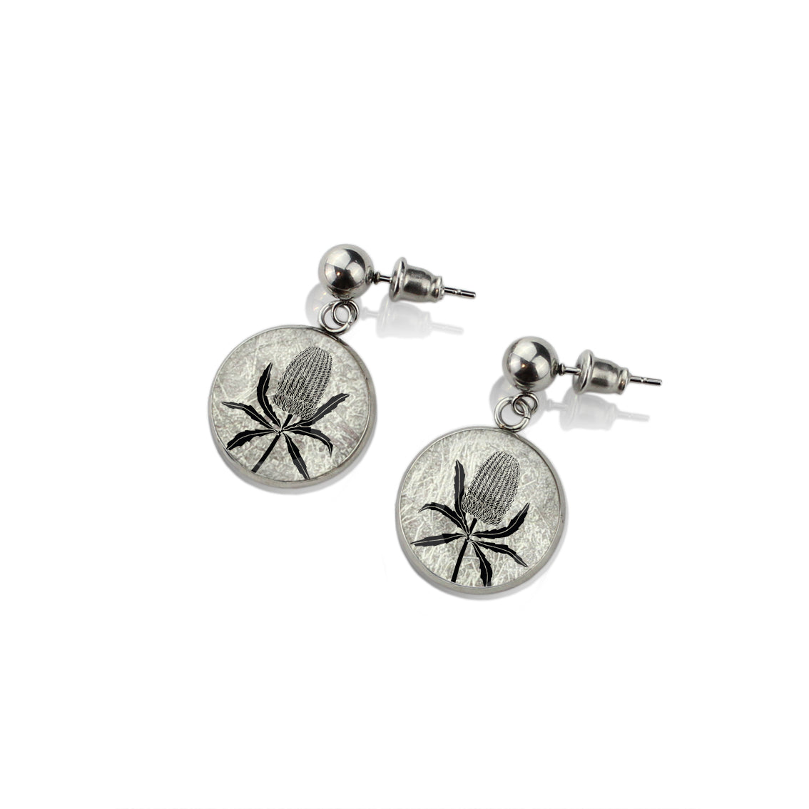 AUSTRALIAN NATIVE FLORA - BANKSIA CIRCLE EARRINGS - D836S - on Satchel