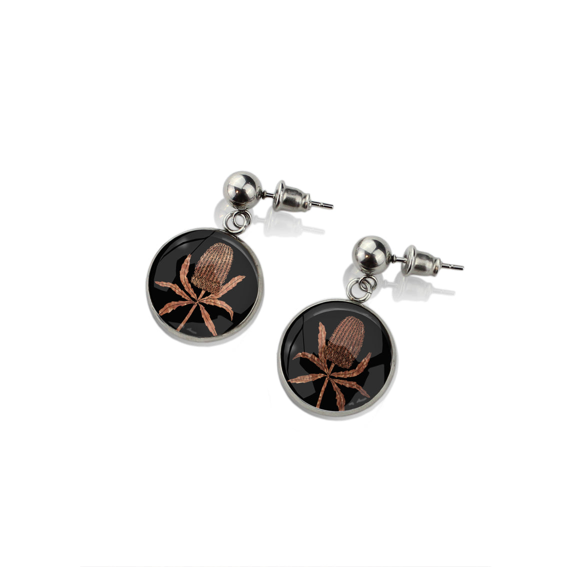 AUSTRALIAN NATIVE FLORA - BANKSIA CIRCLE EARRINGS - D836S - on Satchel