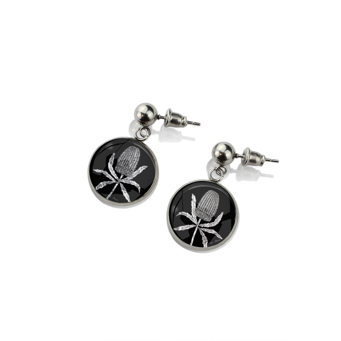 AUSTRALIAN NATIVE FLORA - BANKSIA CIRCLE EARRINGS - D836S - on Satchel