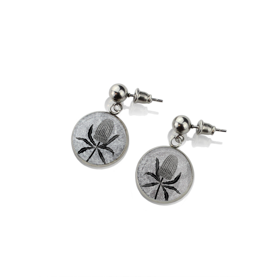 AUSTRALIAN NATIVE FLORA - BANKSIA CIRCLE EARRINGS - D836S - on Satchel