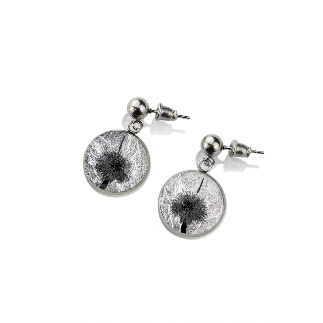 AUSTRALIAN NATIVE FLORA - GRASS TREE CIRCLE EARRINGS - D852S - on Satchel