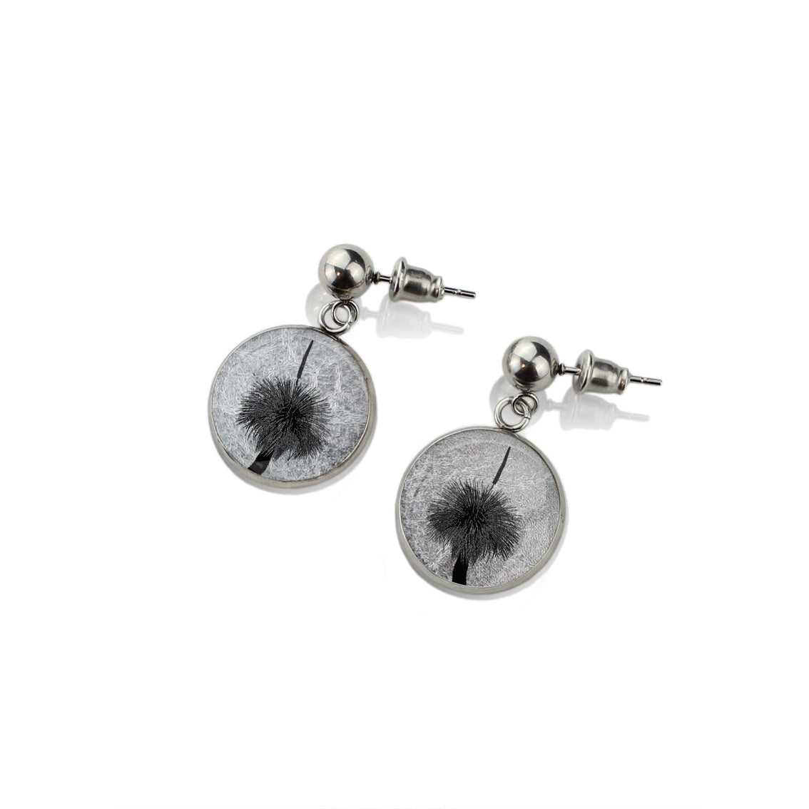 AUSTRALIAN NATIVE FLORA - GRASS TREE CIRCLE EARRINGS - D852S - on Satchel