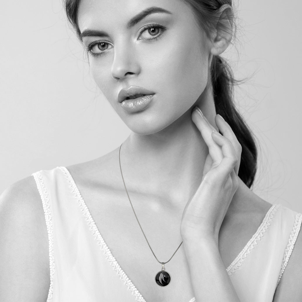 AUSTRALIAN NATIVE FLORA - EUCALYPTUS GUMNUT XS CIRCLE PENDANT ON A CHAIN NECKLACE - D865S - on Satchel