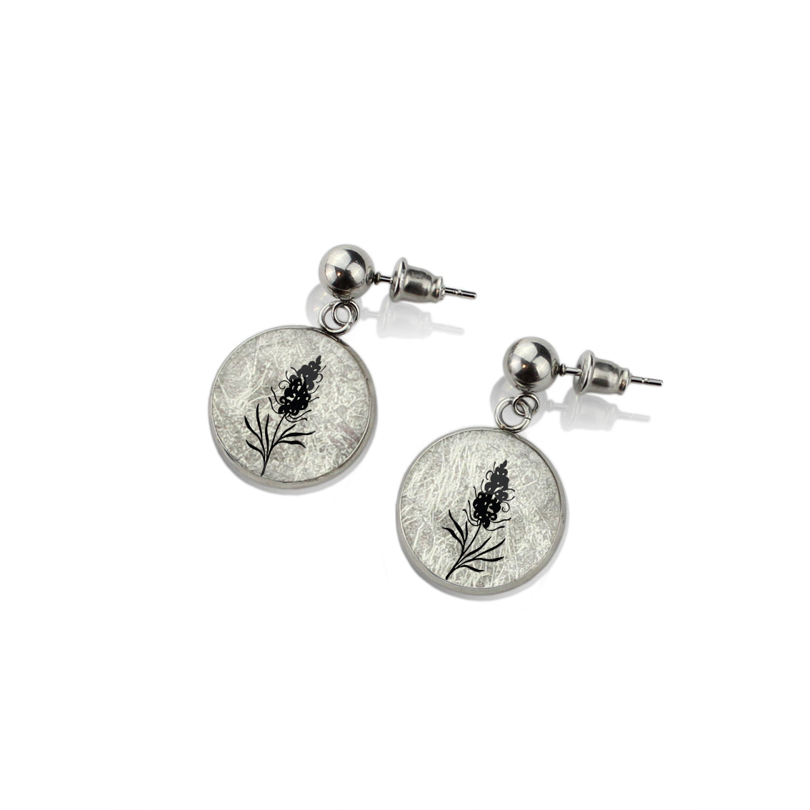 AUSTRALIAN NATIVE FLORA - GREVILLEA SPIDER FLOWER CIRCLE EARRINGS - D876S - on Satchel