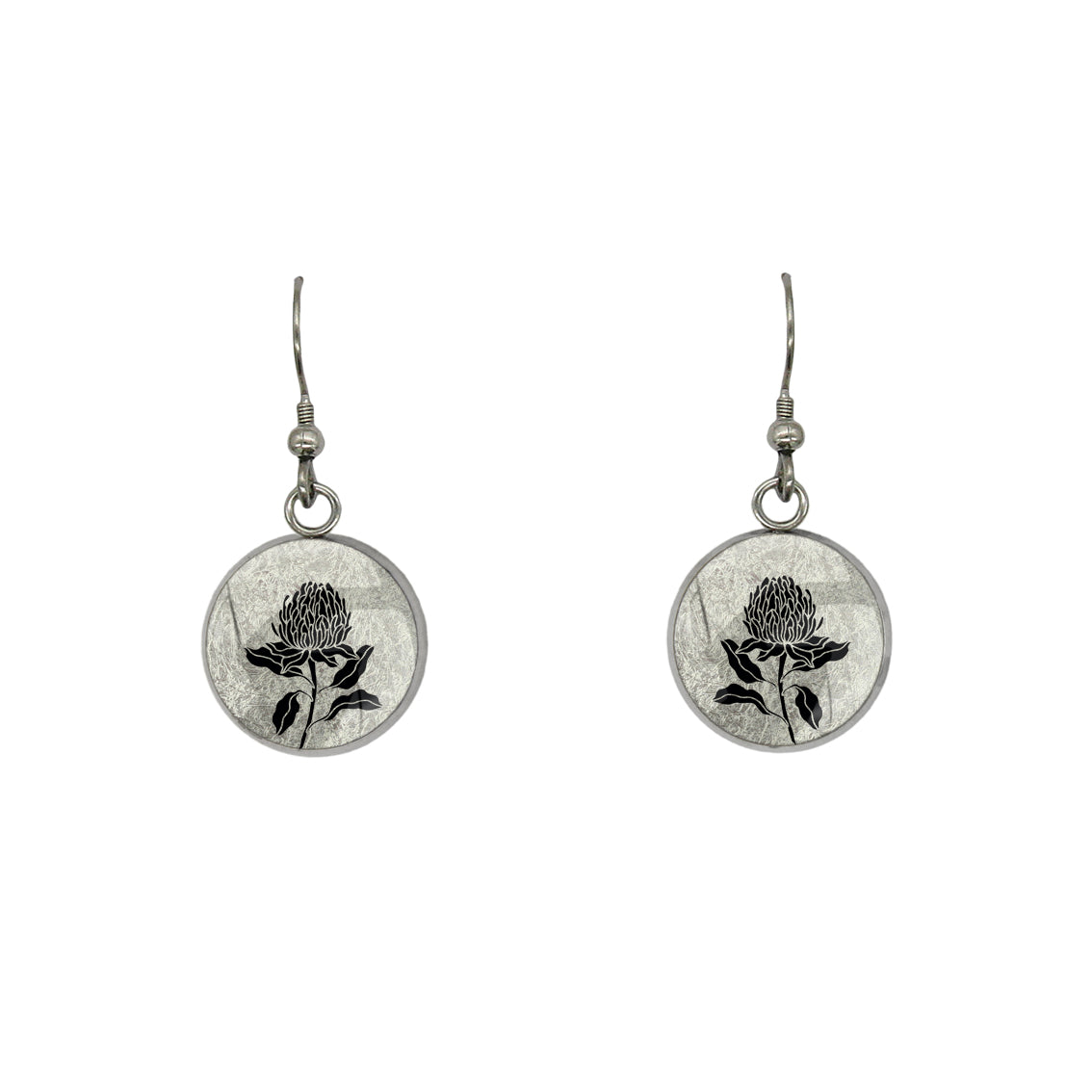 AUSTRALIAN NATIVE FLORA - WARATAH TELOPEA CIRCLE EARRINGS - D932S - on Satchel