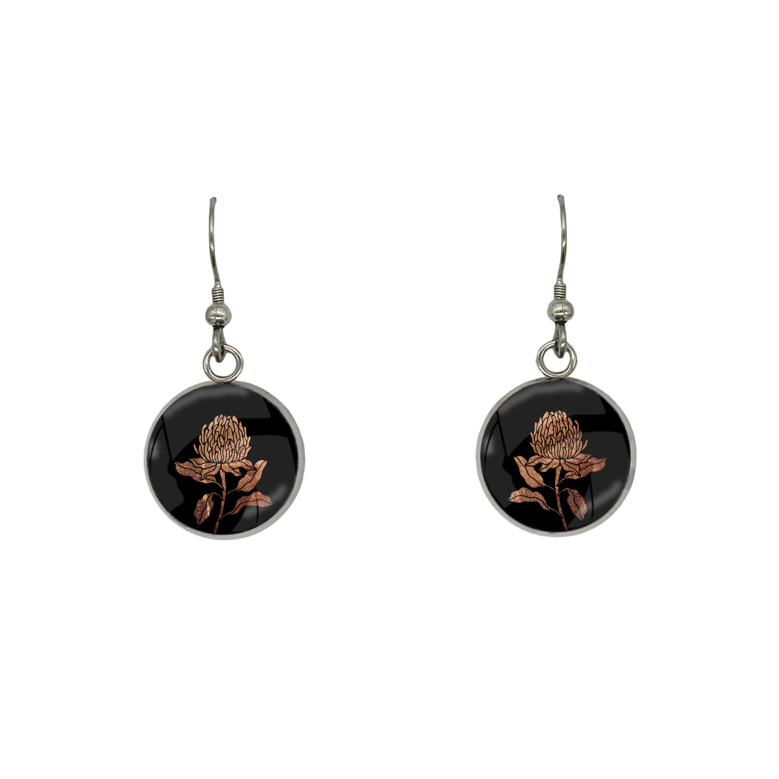 AUSTRALIAN NATIVE FLORA - WARATAH TELOPEA CIRCLE EARRINGS - D932S - on Satchel