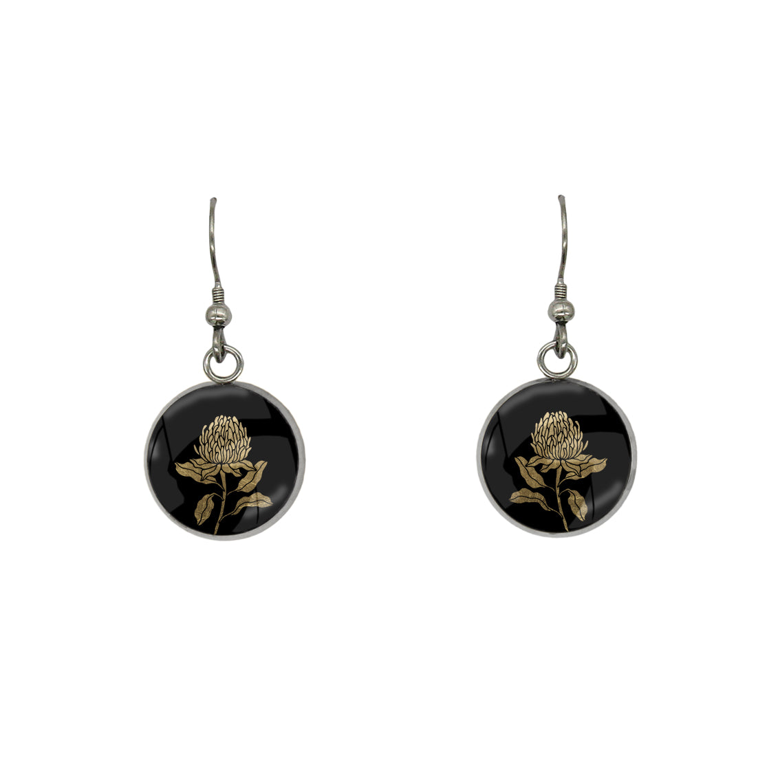 AUSTRALIAN NATIVE FLORA - WARATAH TELOPEA CIRCLE EARRINGS - D932S - on Satchel