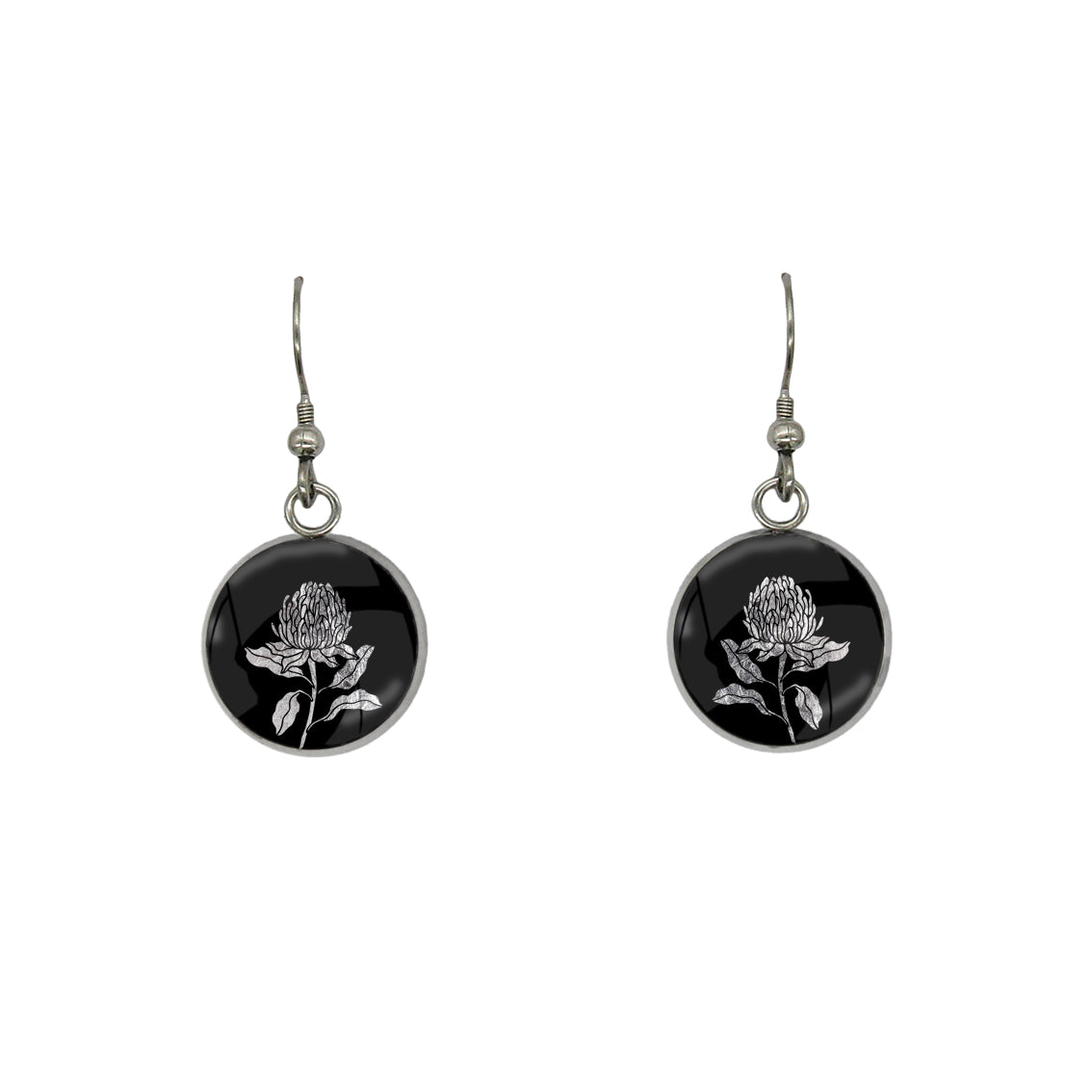 AUSTRALIAN NATIVE FLORA - WARATAH TELOPEA CIRCLE EARRINGS - D932S - on Satchel