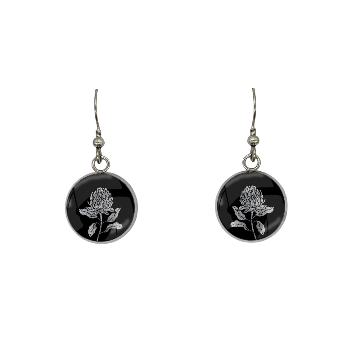 AUSTRALIAN NATIVE FLORA - WARATAH TELOPEA CIRCLE EARRINGS - D932S - on Satchel