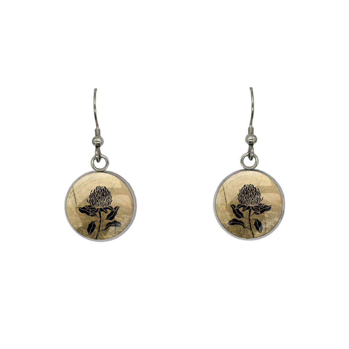 AUSTRALIAN NATIVE FLORA - WARATAH TELOPEA CIRCLE EARRINGS - D932S - on Satchel