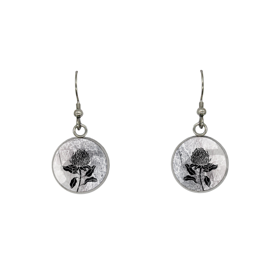 AUSTRALIAN NATIVE FLORA - WARATAH TELOPEA CIRCLE EARRINGS - D932S - on Satchel
