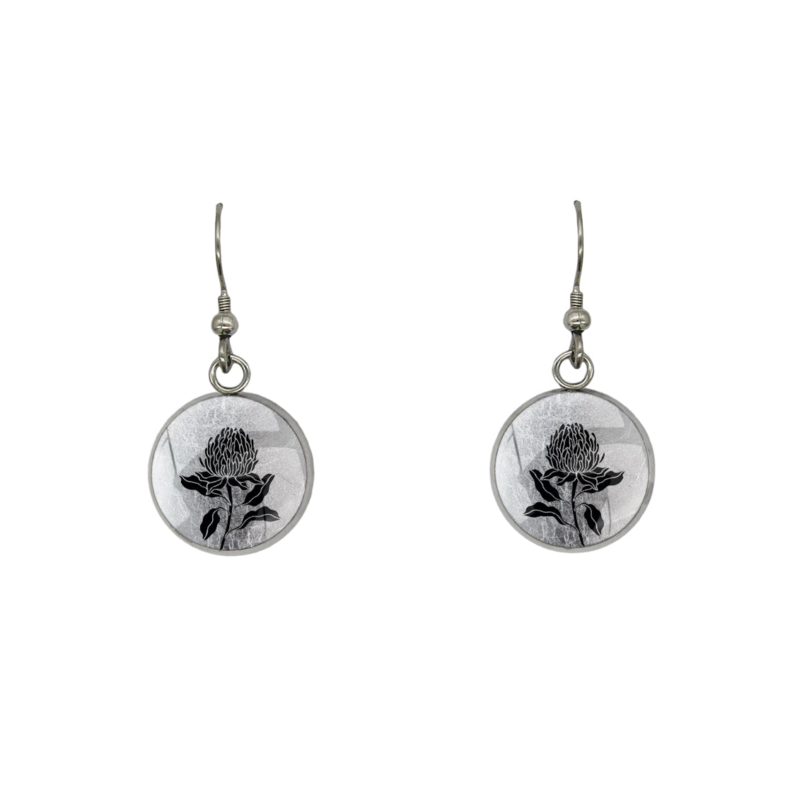 AUSTRALIAN NATIVE FLORA - WARATAH TELOPEA CIRCLE EARRINGS - D932S - on Satchel