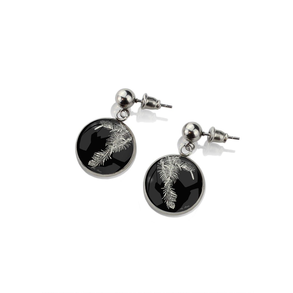 AUSTRALIAN NATIVE FLORA - WOLLEMI PINE CIRCLE EARRINGS - D936S - on Satchel