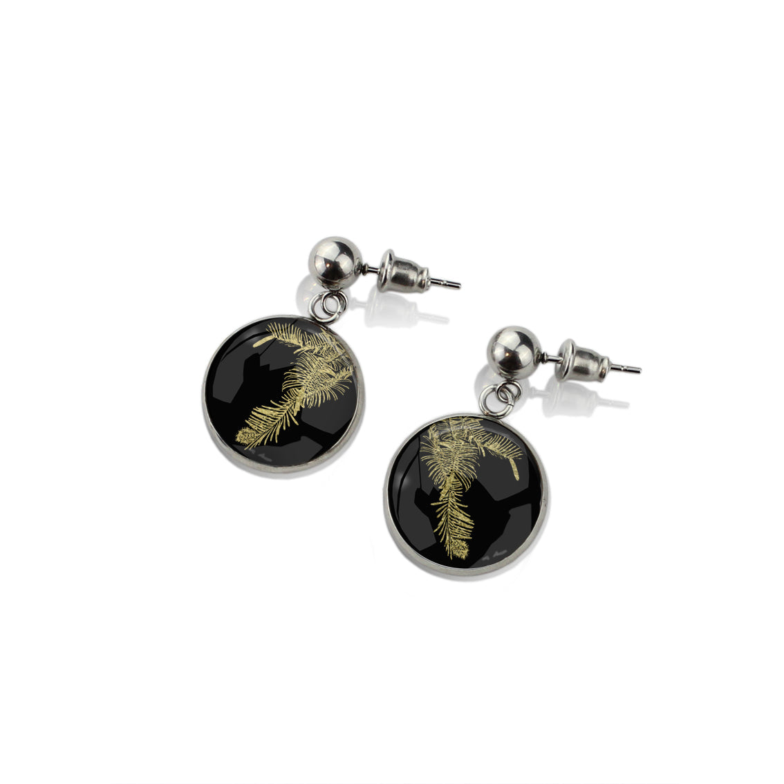 AUSTRALIAN NATIVE FLORA - WOLLEMI PINE CIRCLE EARRINGS - D936S - on Satchel
