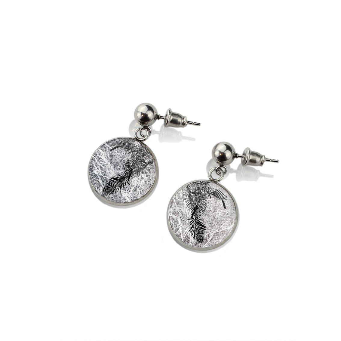 AUSTRALIAN NATIVE FLORA - WOLLEMI PINE CIRCLE EARRINGS - D936S - on Satchel