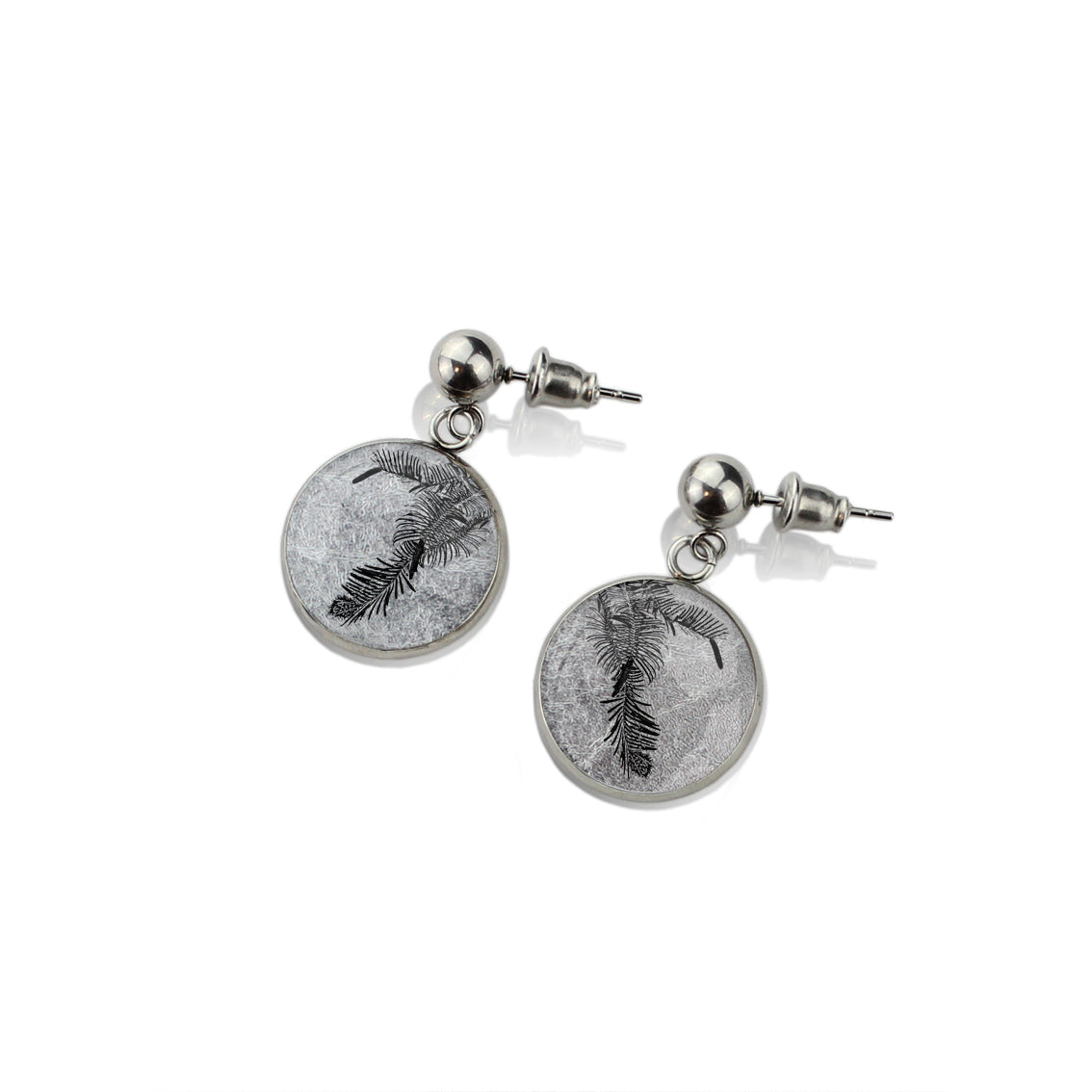AUSTRALIAN NATIVE FLORA - WOLLEMI PINE CIRCLE EARRINGS - D936S - on Satchel