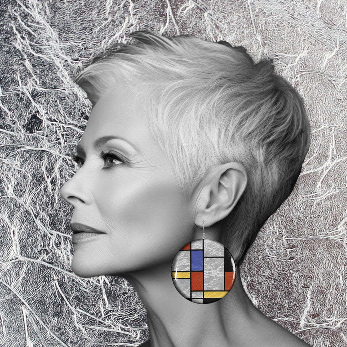 MONDRIAN DISC LARGE STATEMENT EARRINGS - ST031