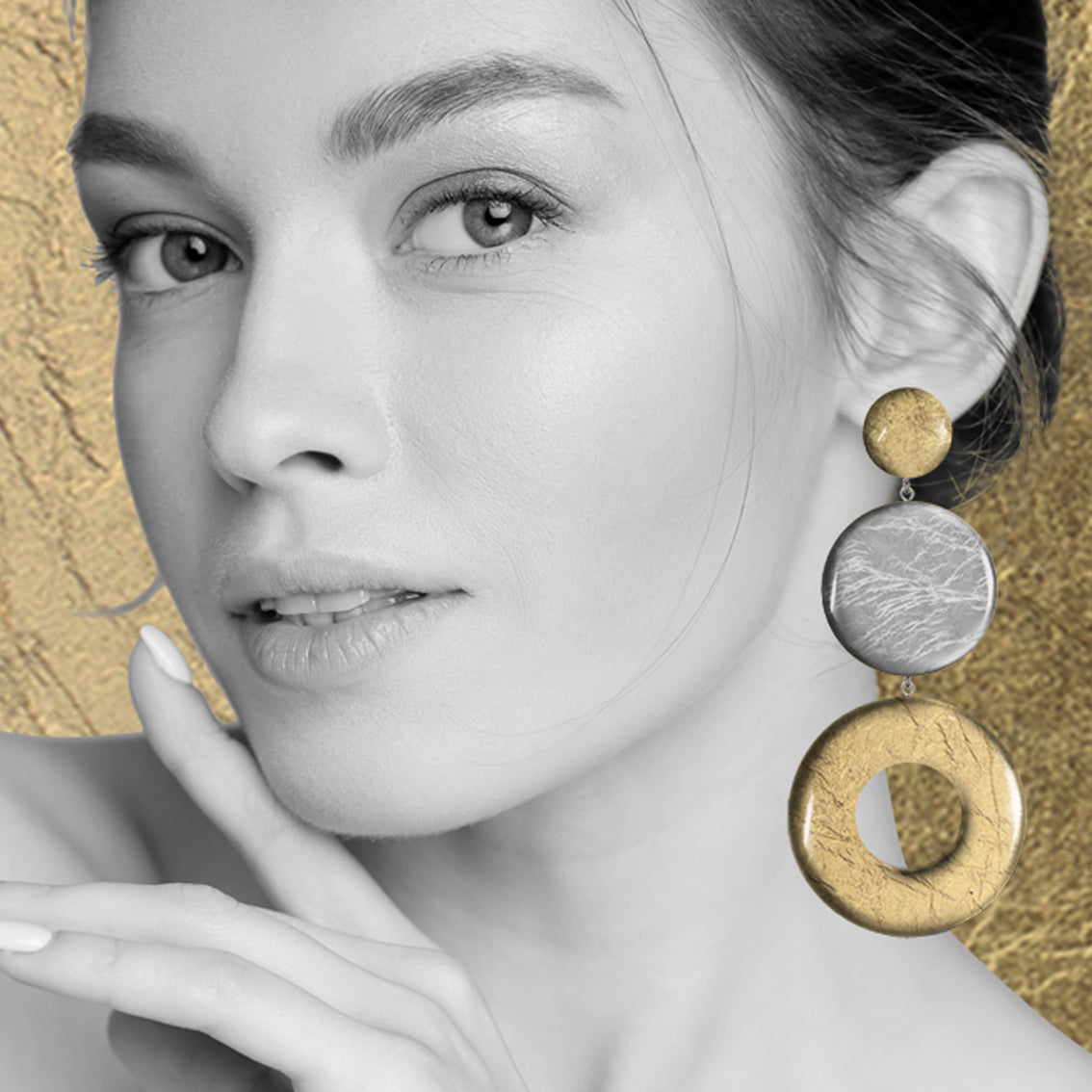 ASTRE TRIPLE OPEN DISC STATEMENT EARRINGS - ST053