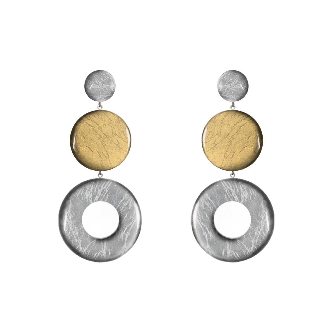 ASTRE TRIPLE OPEN DISC STATEMENT EARRINGS - ST053