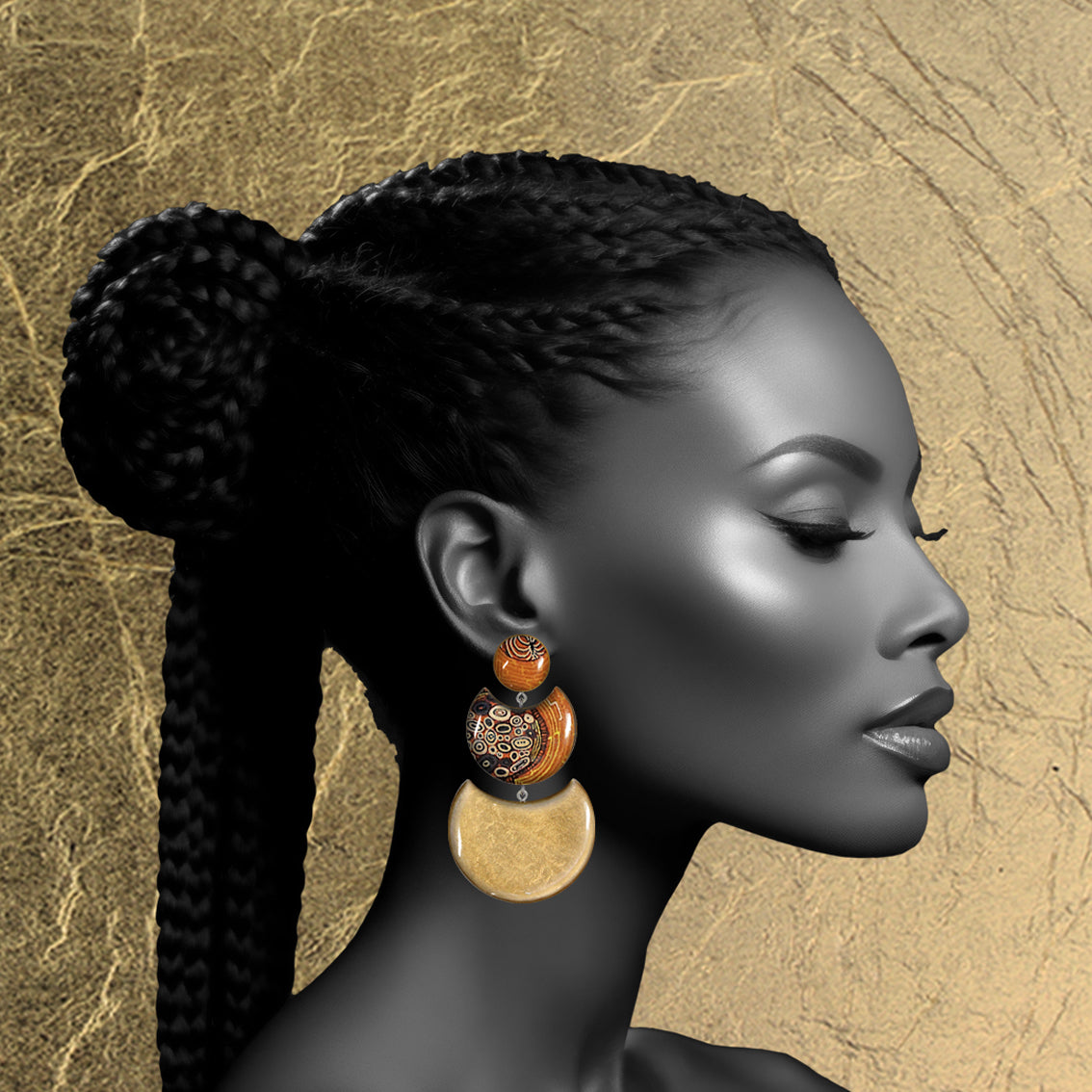 KERRY MOON ECLIPSE 3 LEVELS STATEMENT EARRINGS - ST013