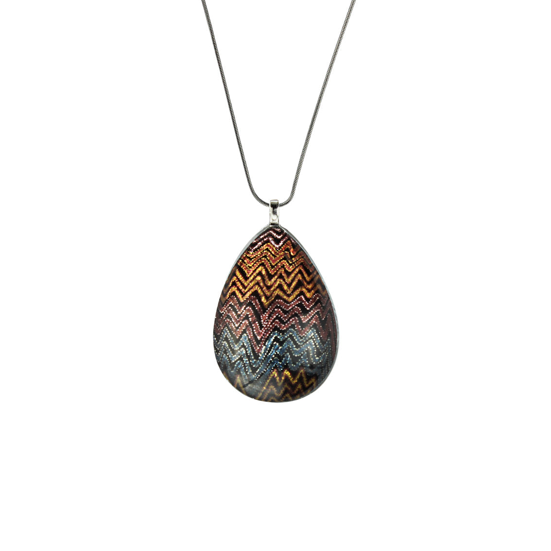 PAULINE GALLAGHER DESERT EARTHY COLORS LARGE DROP PENDANT ON A CHAIN NECKLACE - SD074