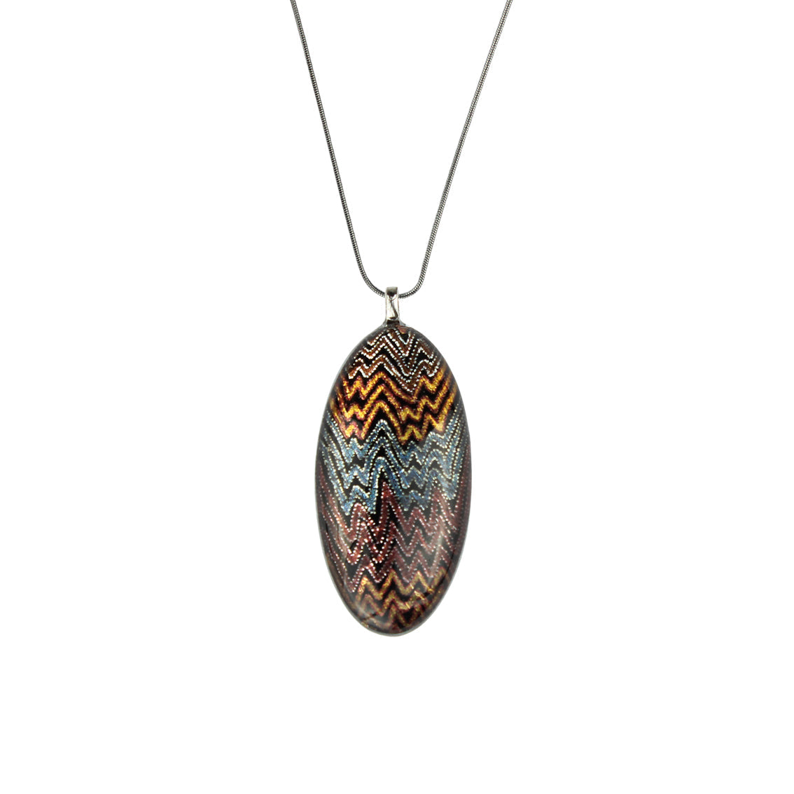 PAULINE GALLAGHER DESERT EARTHY COLORS OVAL PENDANT ON A CHAIN NECKLACE - SD073