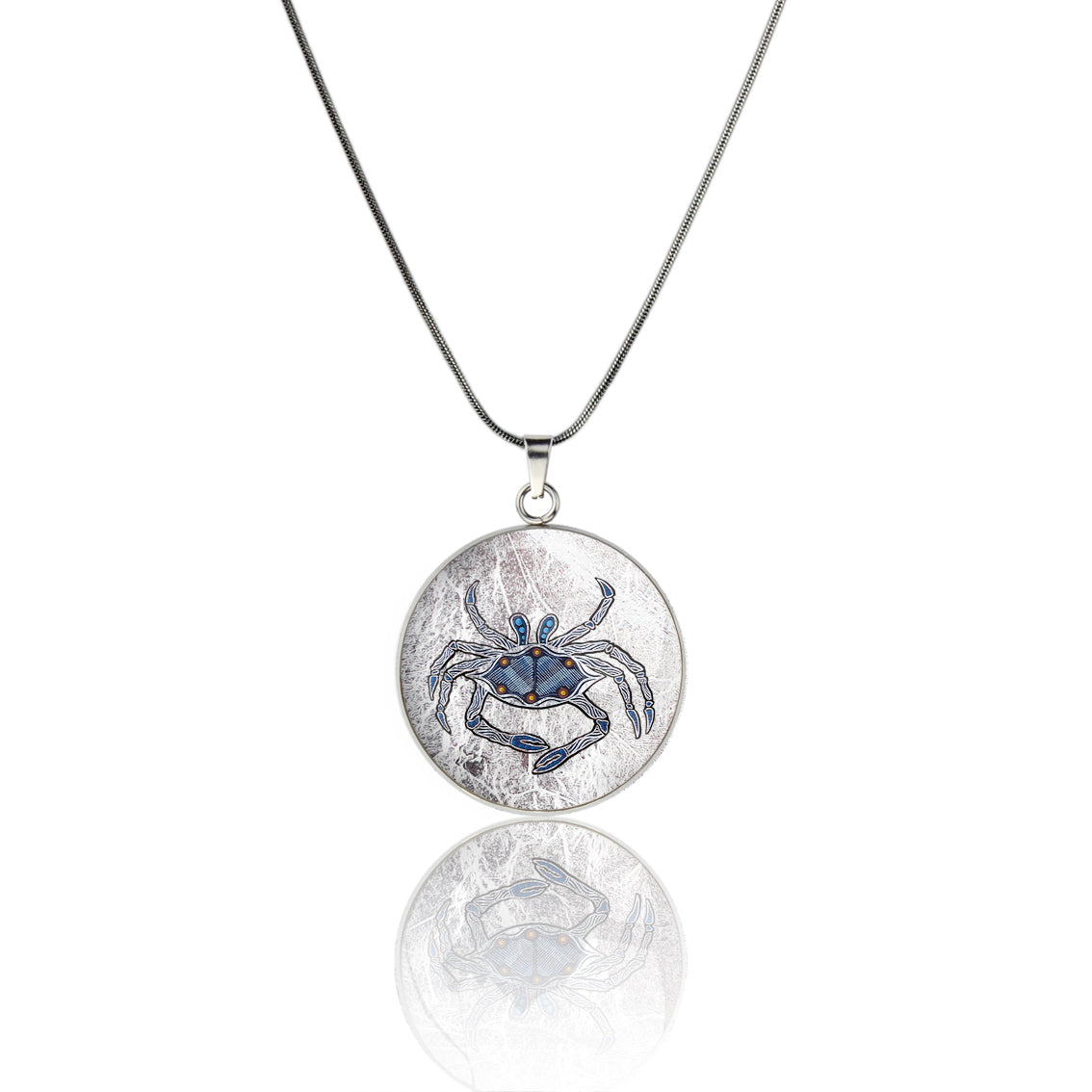 TROY LITTLE CRAB CIRCLE PENDANT ON A CHAIN NECKLACE - SD453S - on Satchel
