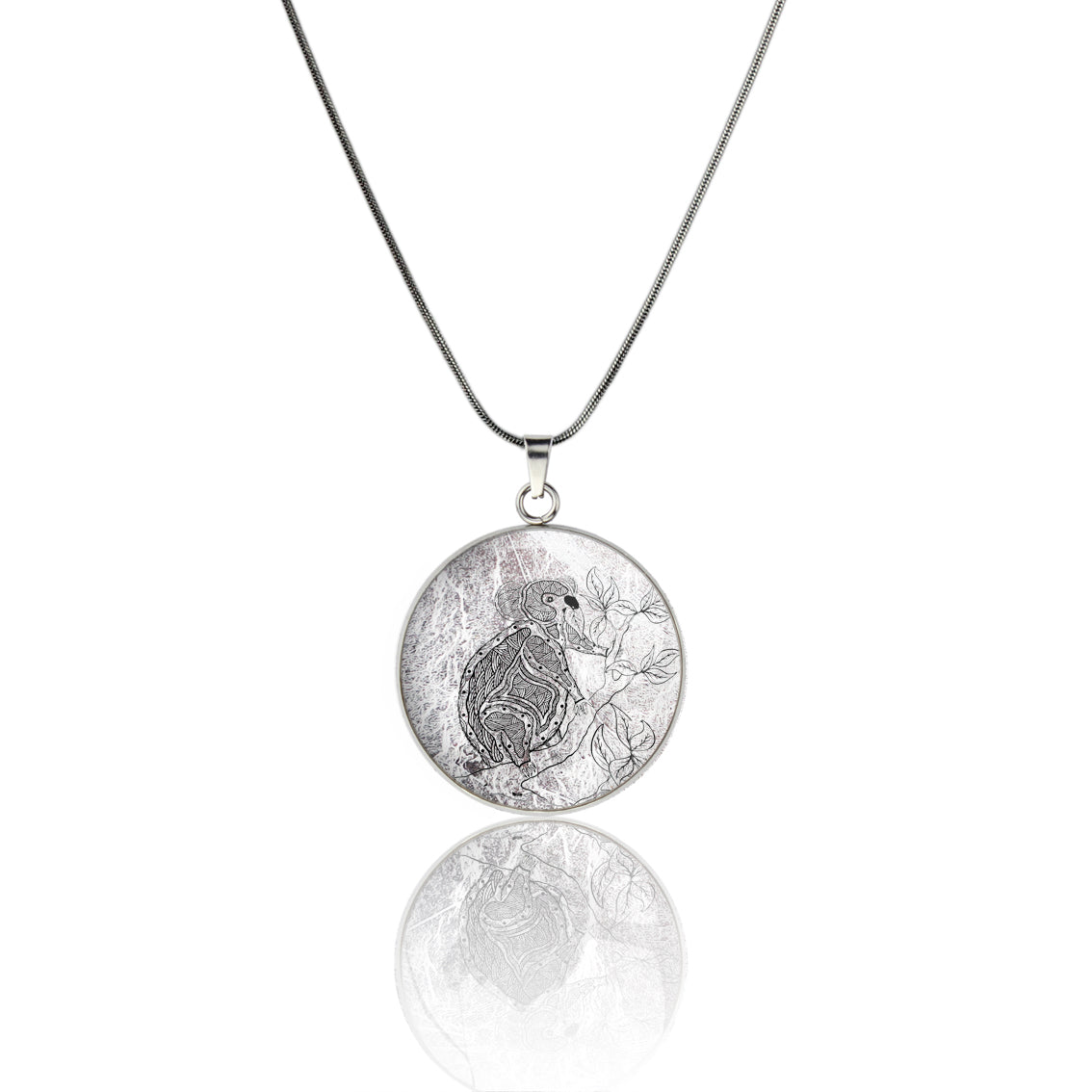 TROY LITTLE KOALA CIRCLE PENDANT ON A CHAIN NECKLACE - SD456S - on Satchel