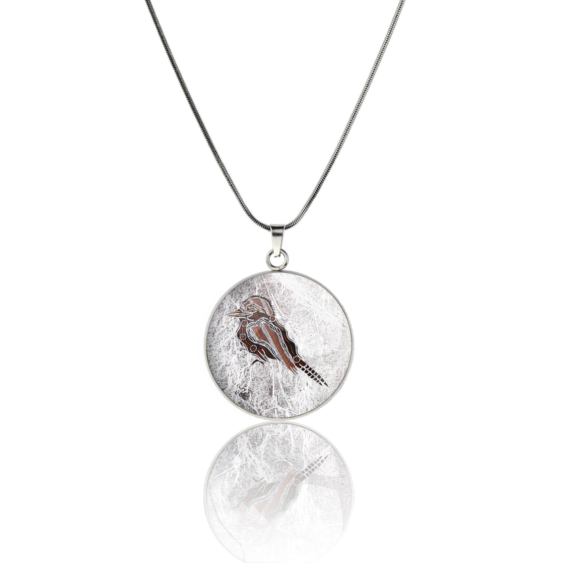 TROY LITTLE KOOKABURRA CIRCLE PENDANT ON A CHAIN NECKLACE - SD459S - on Satchel