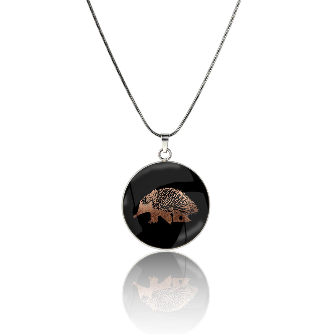 ECHIDNA CIRCLE PENDANT ON A CHAIN NECKLACE - MFY175 - in Circle Box