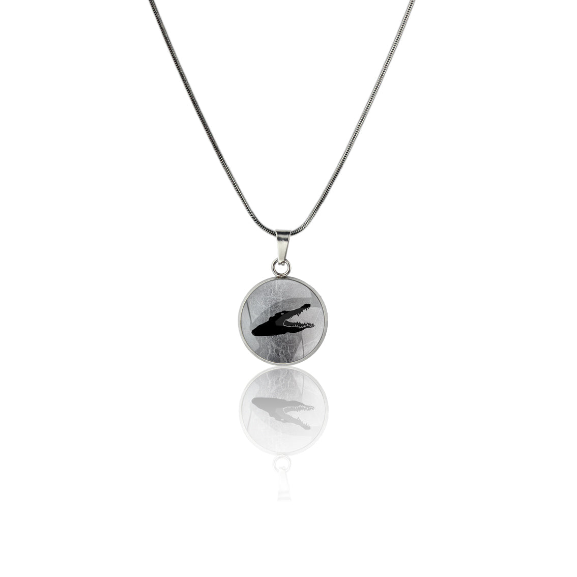 CROCODILE XS CIRCLE PENDANT ON A CHAIN NECKLACE - MFY192 - in Circle Box